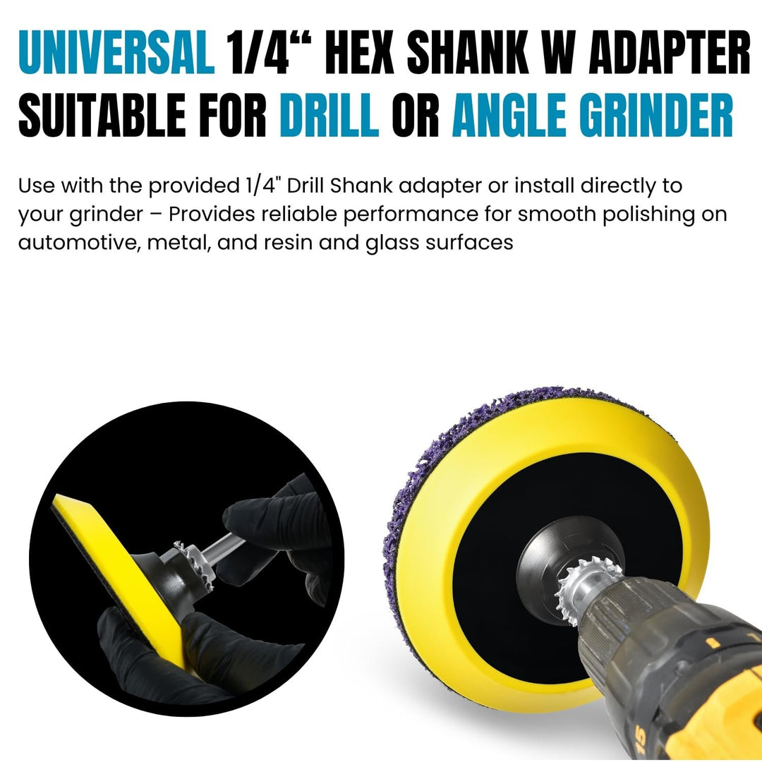 5-Inch Wet Sanding Disc Kit Assortment Pack for Drill or Angle Grinder, Film Backing Fine Wet Dry Sandpaper, 80 to 5000 Grit, Non-Woven Pads, Foam Pad 1/4" Shank Drill Grinder Adapter