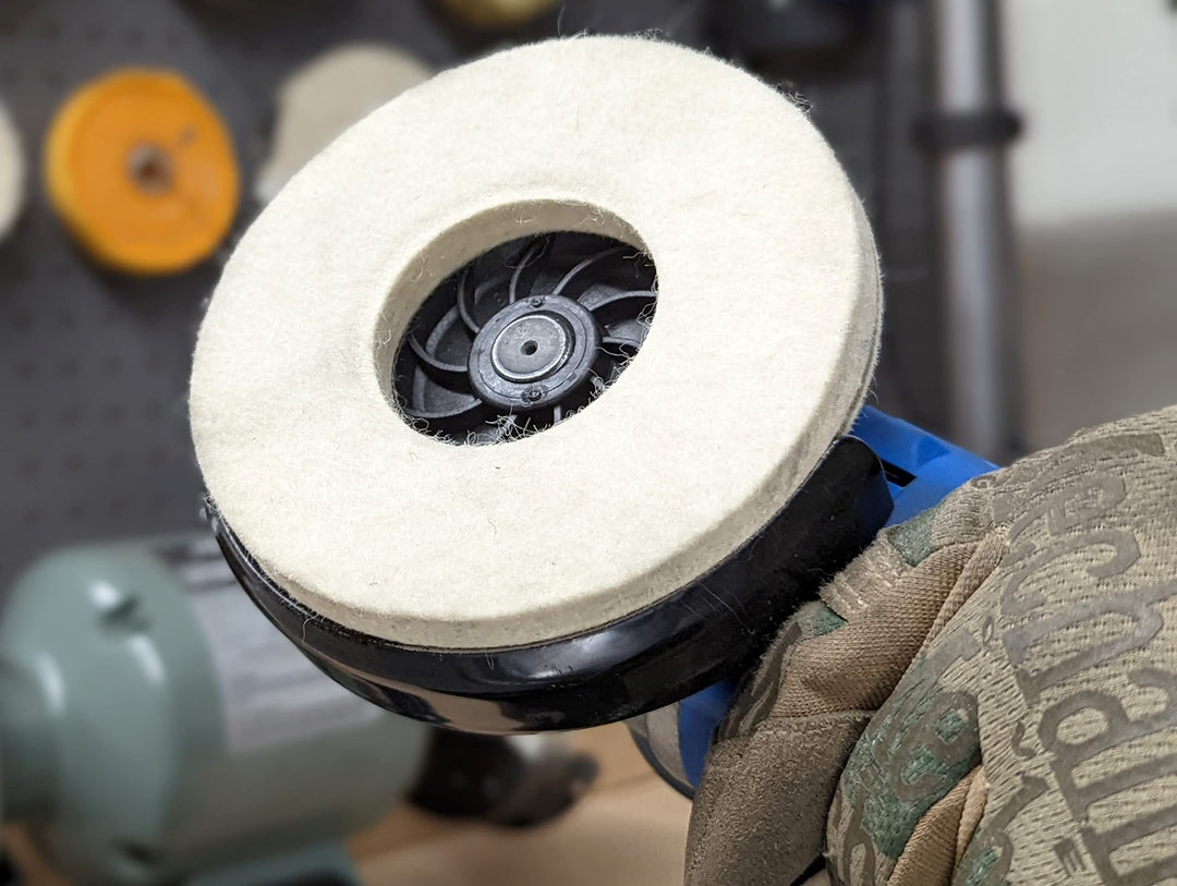 LINE10 Tools 4pk Felt Polishing Discs for 4-1/2"Angle Grinders, Buffing Metal, Threaded Arbor