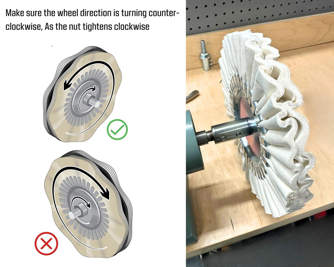 Machine Adapter Grinder Extension - 5/8" Thread, Fits 1/2" or 5/8" Arbor, Converts Bench Grinder into Buffing Machine for 8-Inch Airway Buffing Wheels