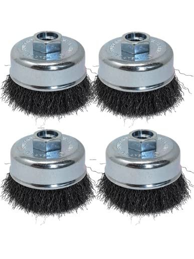 LINE10 Tools Lot de 4 brosses à fil serti de 7,6 cm pour meuleuse d'angle pour un nettoyage intensif de la rouille