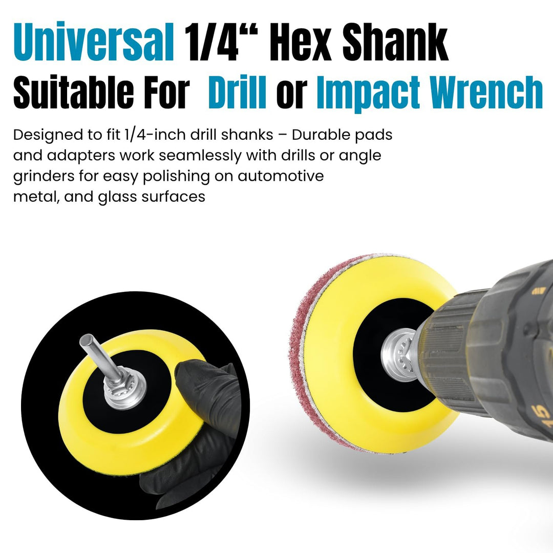 3" Polishing Kit for Drill Wet Sanding Car Headlight Restoration Kit with Sandpaper Discs, Foam & Wool Buffing Pads