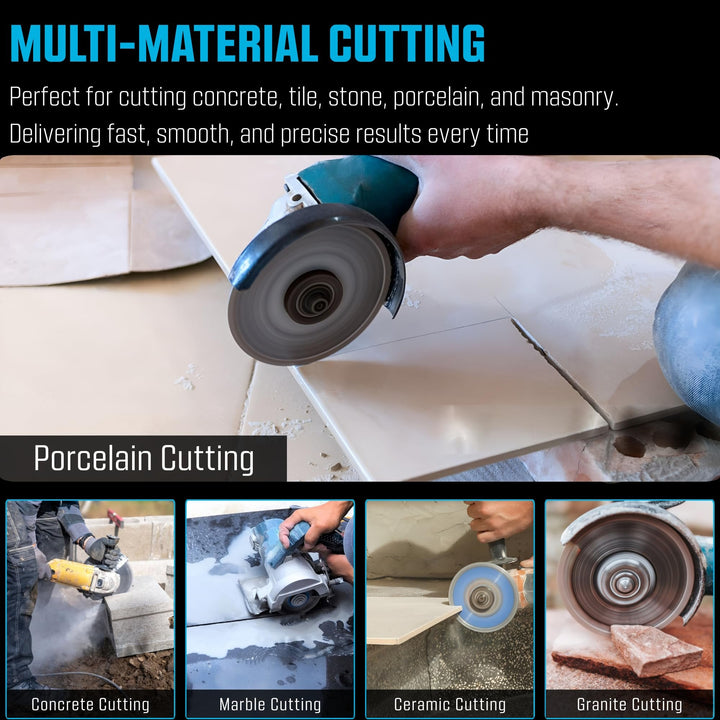 3pk 4.5 Inch Diamond Saw Blades for Angle Grinder - Ultra Thin Tile Cutting Wheel Ceramic Blade - Professional Porcelain Tile Cutter Tool X-Turbo Rim for Granite Stone Masonry Wet Dry Cut