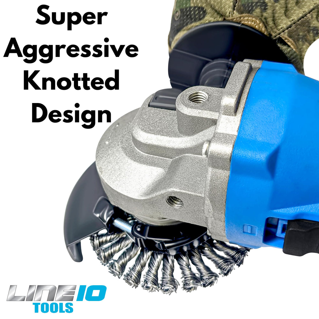 4pk 4" Knotted Wire Wheel for Angle Grinder, 5/8-11 Arbor, 1/2" Knots