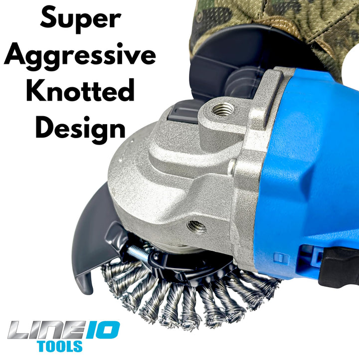 4pk 4" Knotted Wire Wheel for Angle Grinder, 5/8-11 Arbor, 1/2" Knots