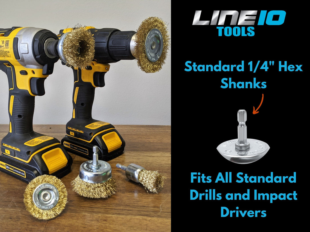 4" Circular Wire Brush Wheel for Drill, Brass-Coated, Pack of 3