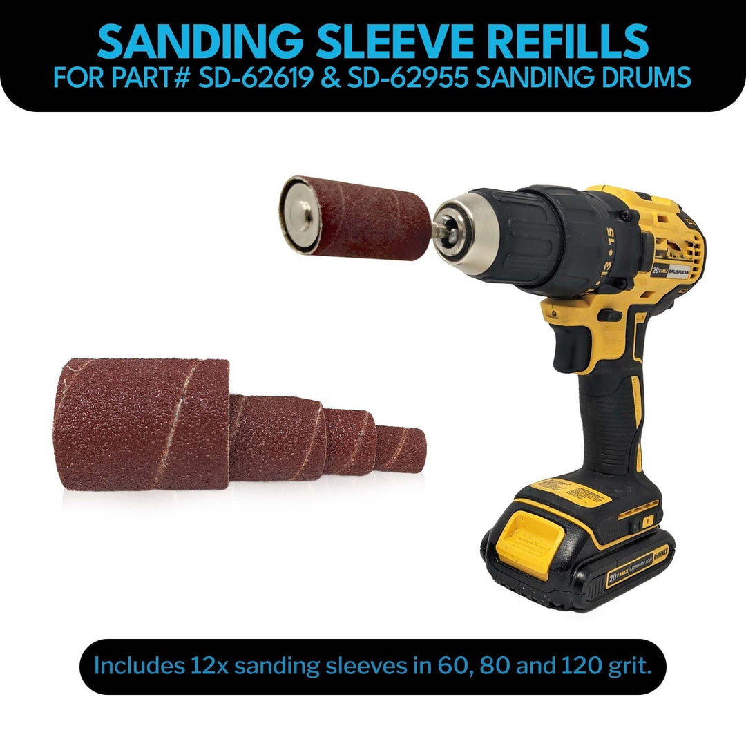 Manchons de ponçage de 2" de long pour ensemble de ponceuses à tambour (paquet de 12) | Disponible en grains 60, 80 ou 120