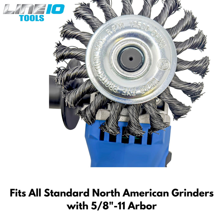 4pk 4" Knotted Wire Wheel for Angle Grinder, 5/8-11 Arbor, 1/2" Knots