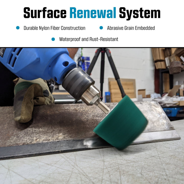 Tampons de forage abrasifs non tissés 7 pièces, montés sur tige de 1/4 de pouce - Vert - Moyen