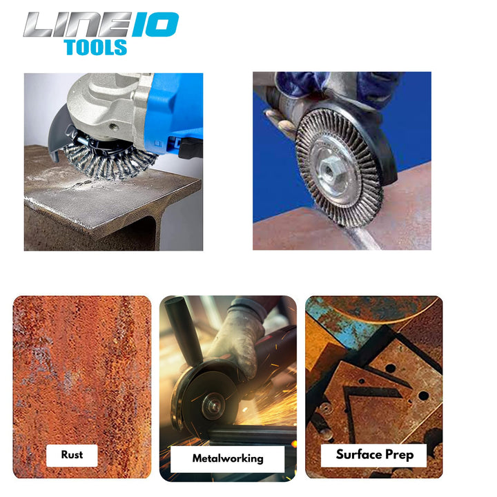 4pk 4" Knotted Wire Wheel for Angle Grinder, 5/8-11 Arbor, 1/2" Knots