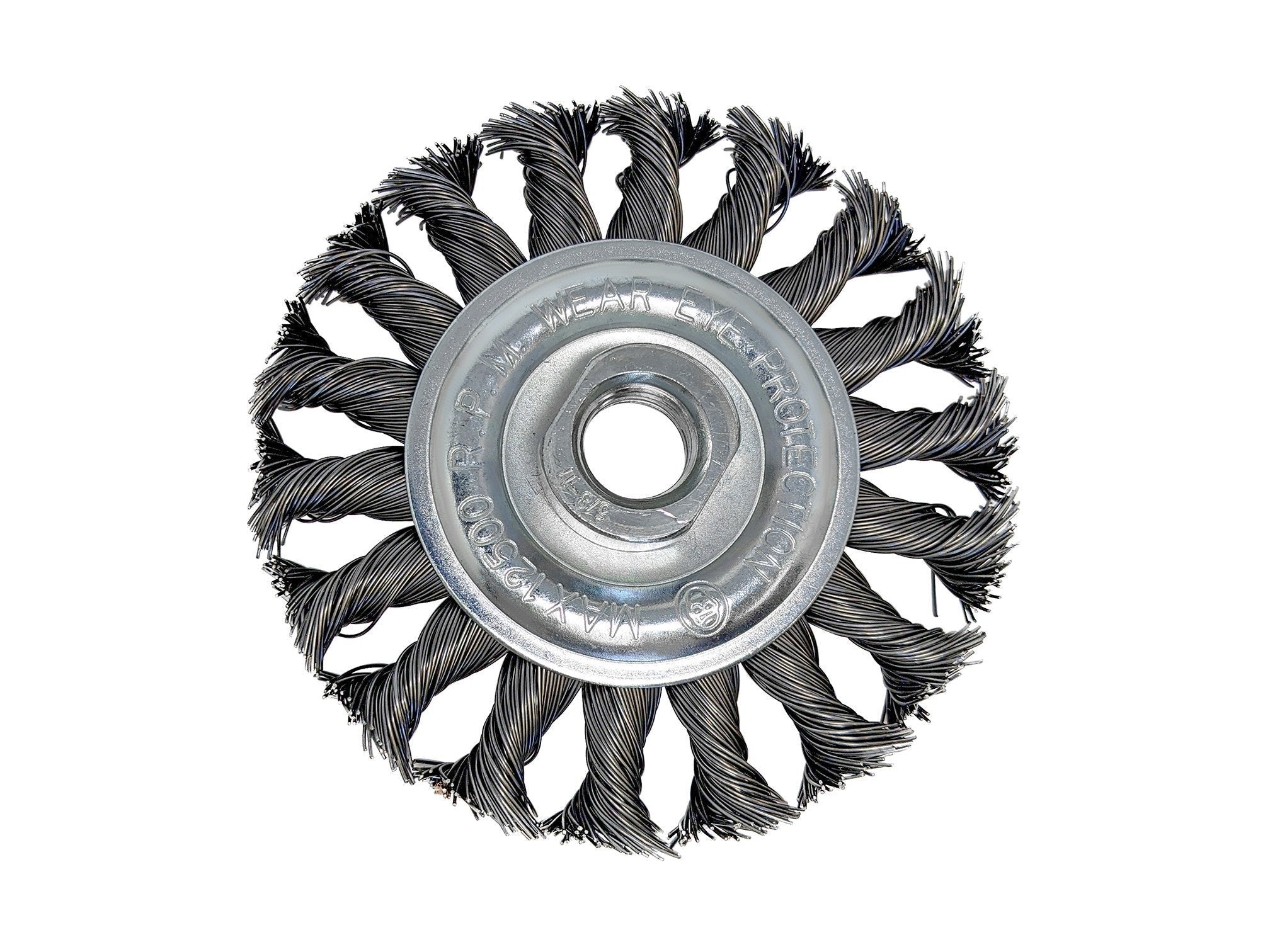 4" Knotted Circular Wire Wheel Brush (1/2" Thickness) for Angle Grinders