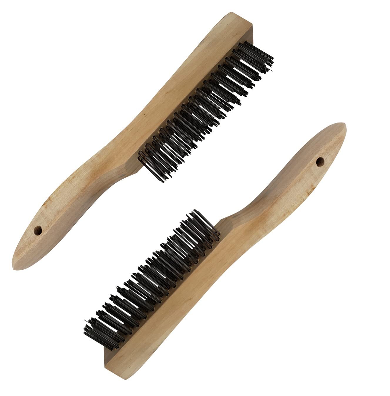2pk Steel Wire Brush with Wood Handle, Scratch Brushes 10 in Long