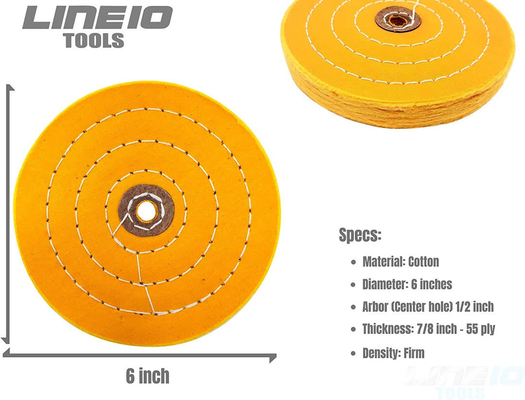 6" Metal Buffing Wheel Kit for Bench Grinder Stainless Steel, Aluminum and Iron