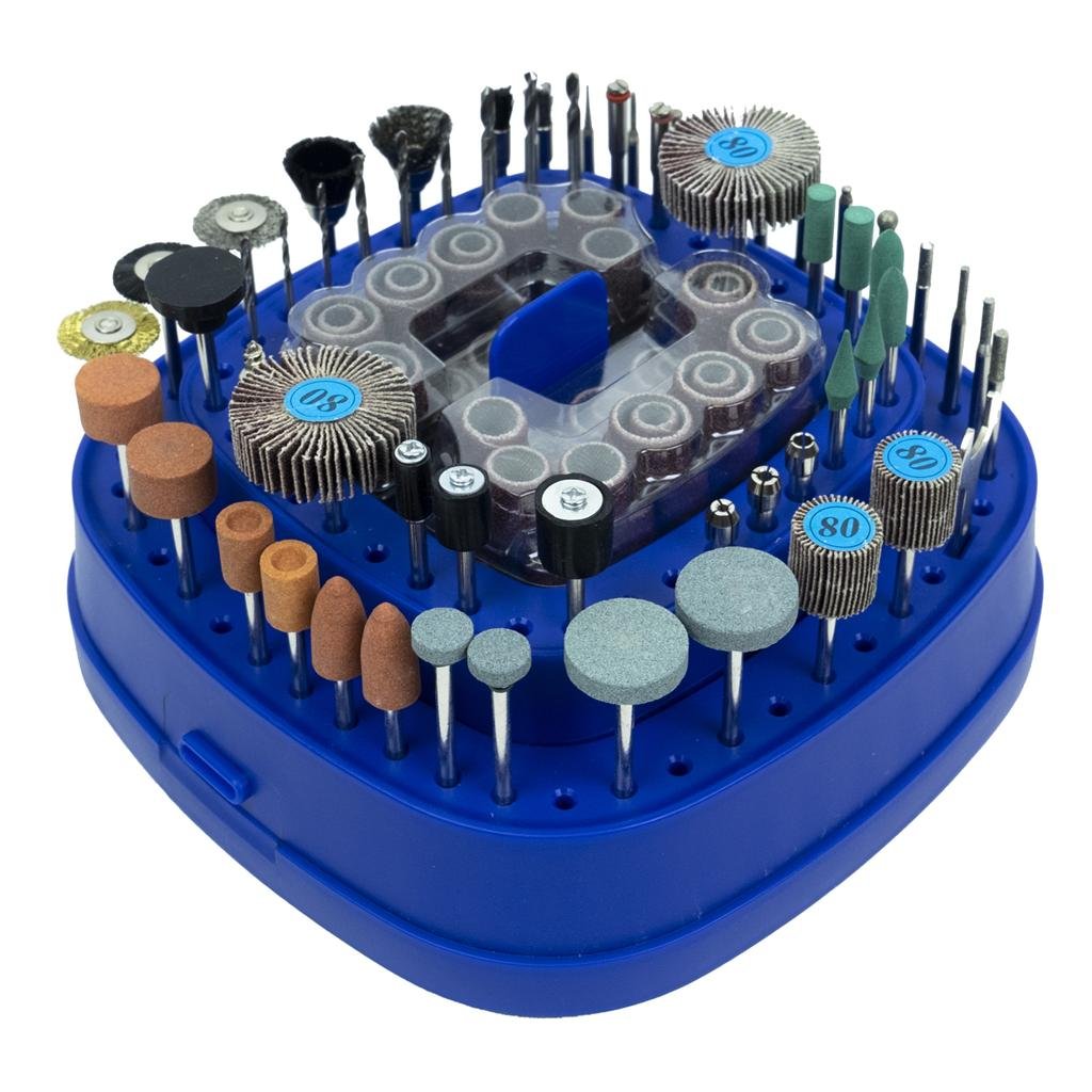 Kit de accesorios para herramientas rotativas de 276 piezas con soporte de fresa con base giratoria