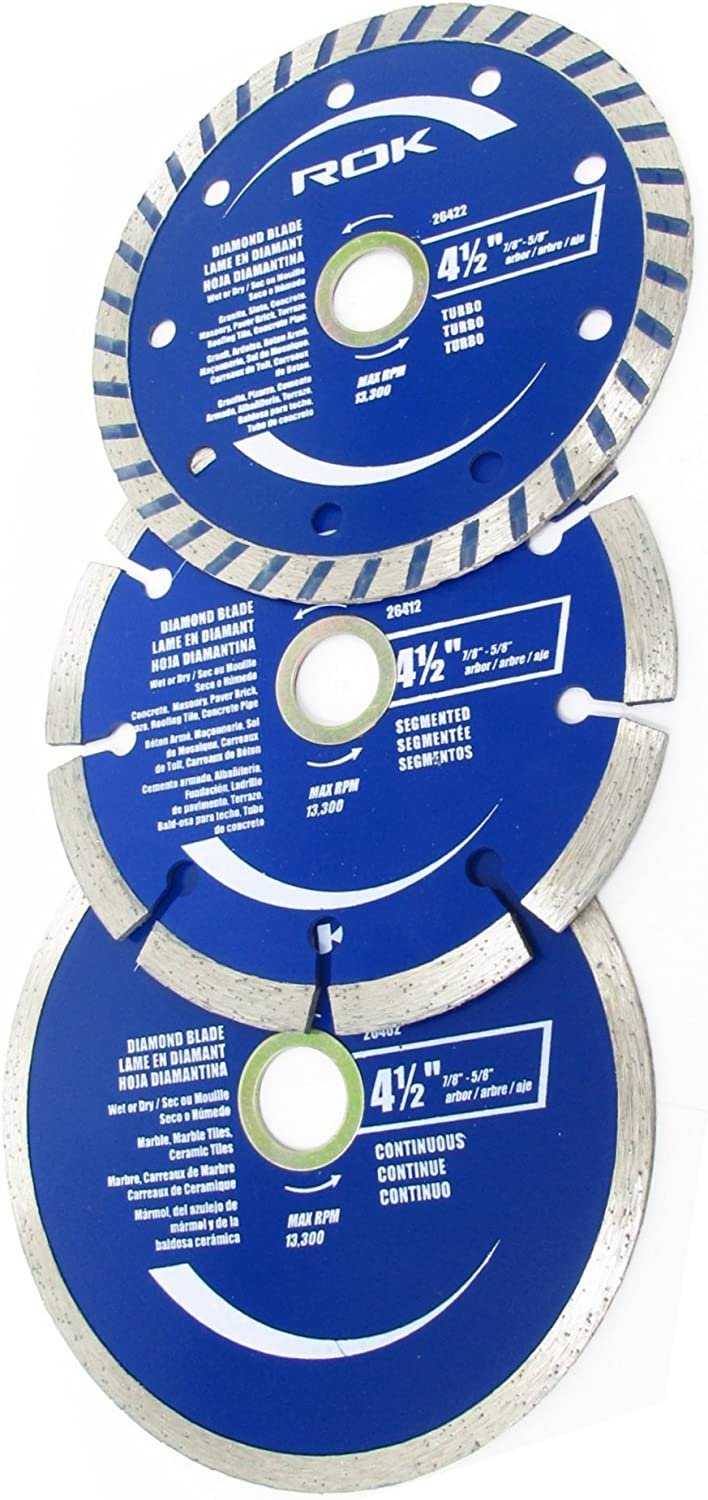 ROK 4-1/2 inch Diamond Saw Blade Set, Pack of 3