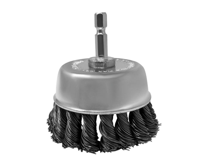 3 inch Knotted Cup Wire Brush on 1/4 Hex Shank for Drill or Impact Driver