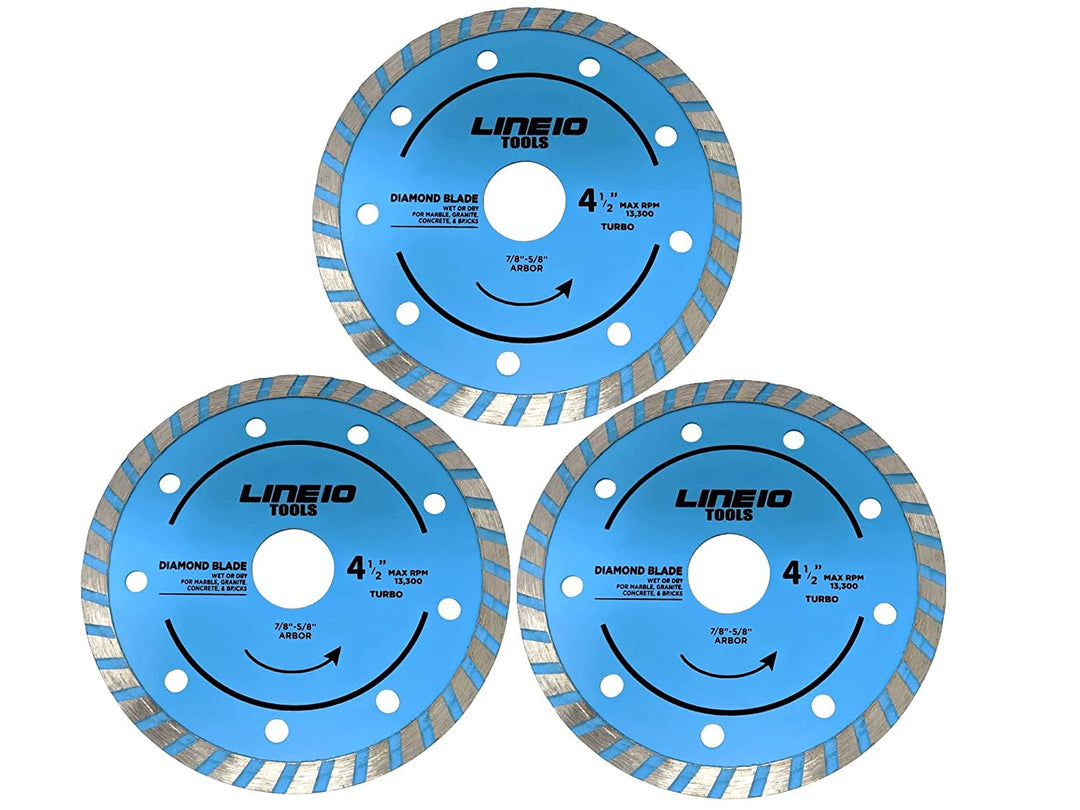 3Pc Diamond Cutting Blade Set for 4-1/2 inch Angle Grinder