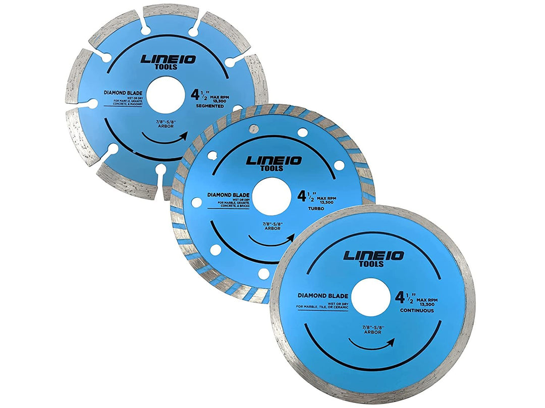 3Pc Diamond Cutting Blade Set for 4-1/2 inch Angle Grinder