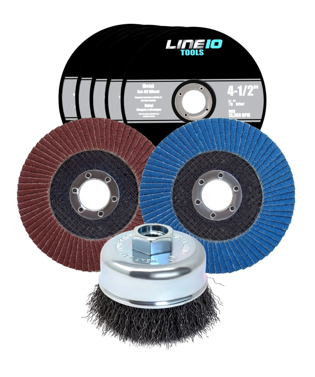 Angle Grinder Kit (8pcs) | Wire Brush, Sanding & Cutting Discs