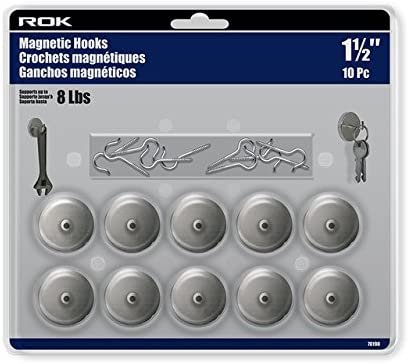 ROK 1-1/2-inch Industrial Magnetic Hooks, Pack of 10