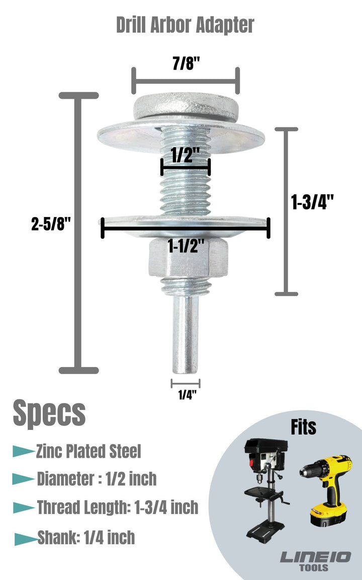 Buffing Wheel Arbor Adapter Mandrel, Extended Arbor Fits Up to 1-1/4" Thick Wheels