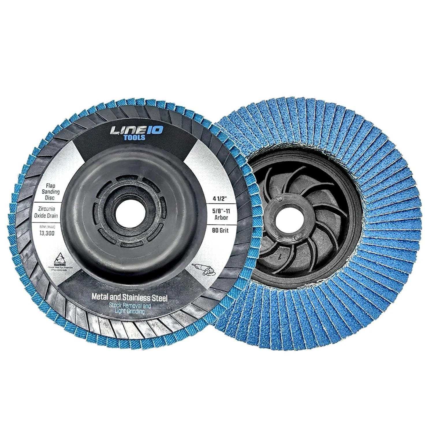 5pk Blue Zirconia Flap Wheel 4-1/2" with 5/8-11 Threaded Arbors for Angle Grinder