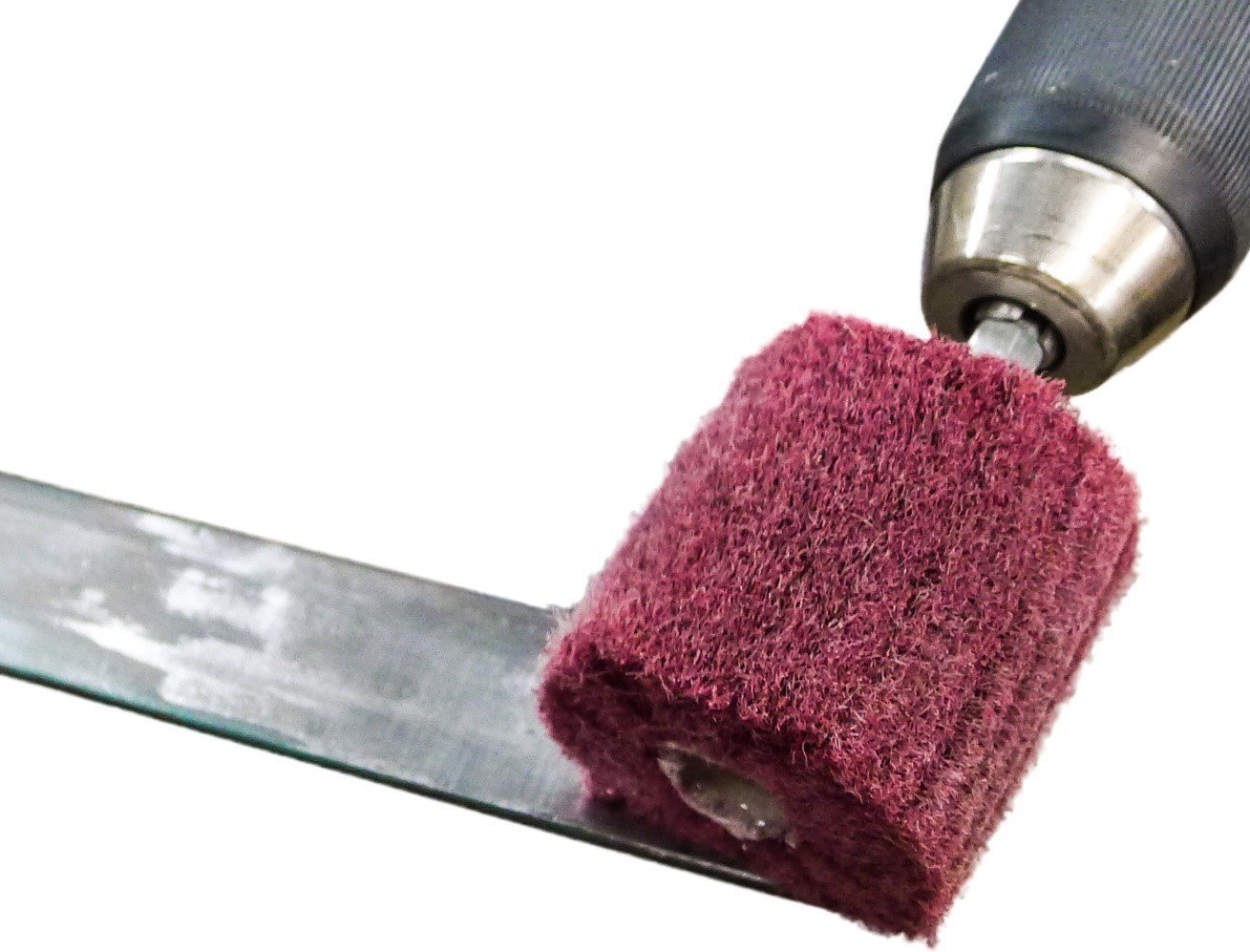 Pulidores de taladro abrasivos no tejidos de 7 piezas, montados en vástago de 1/4 de pulgada - Rojo - Fino