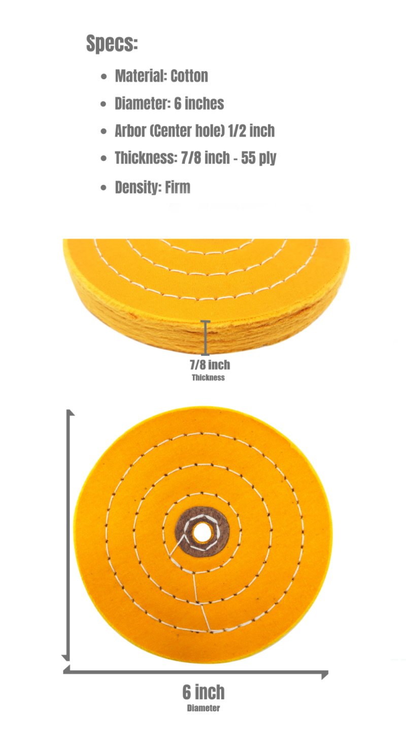 Set of 2, Buffing Wheel for Bench Grinder, Extra Thick - 6 inch