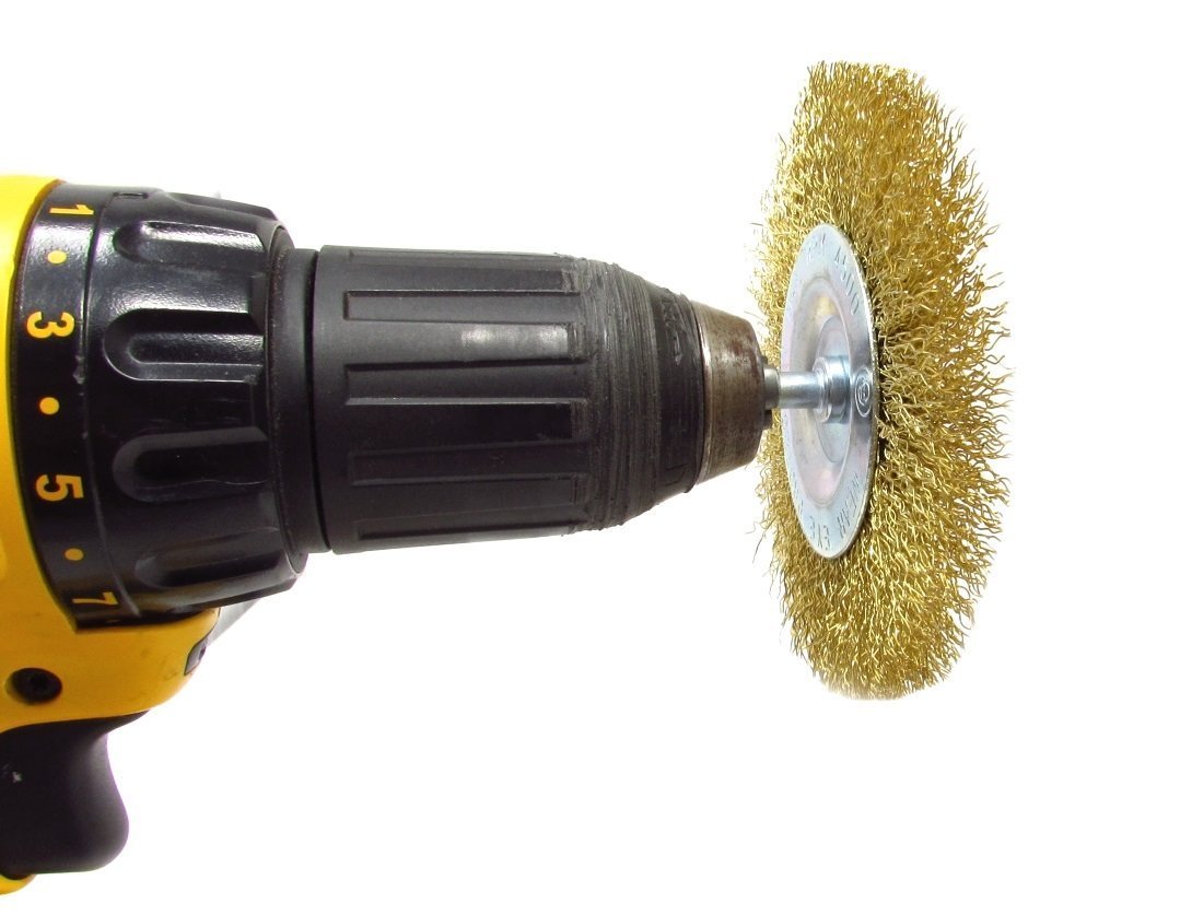 3pk Large Circular Wire Brush Wheel for Drill, 4 Inch Diameter, Brass-Coated