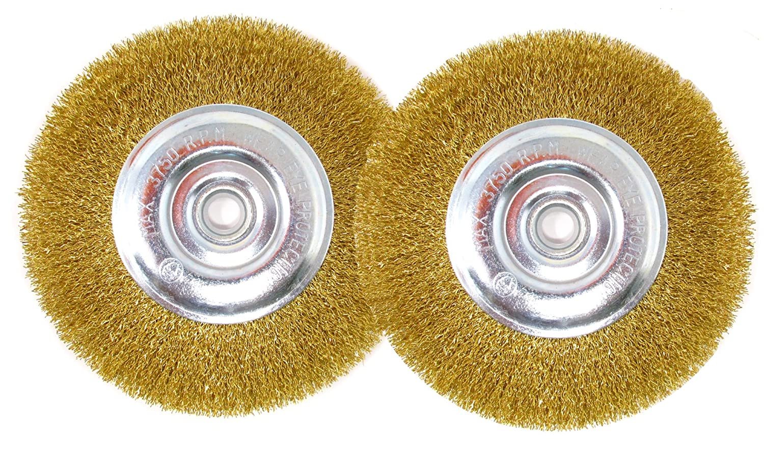 6-Inch Wire Wheel Brush Set for Bench Grinder, Brass Coated, Pack of 2
