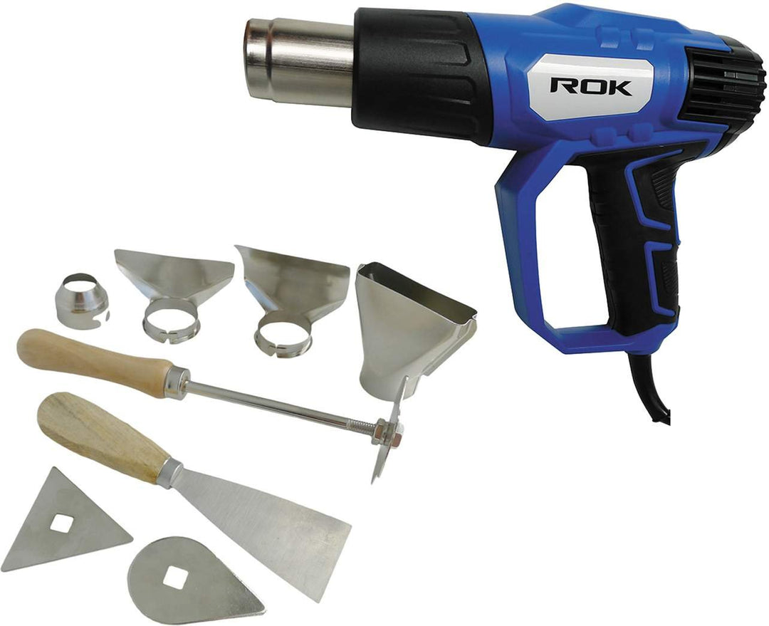 ROK Heat Gun Dual Temp 1500 Watt with 9 pc Accessories Kit