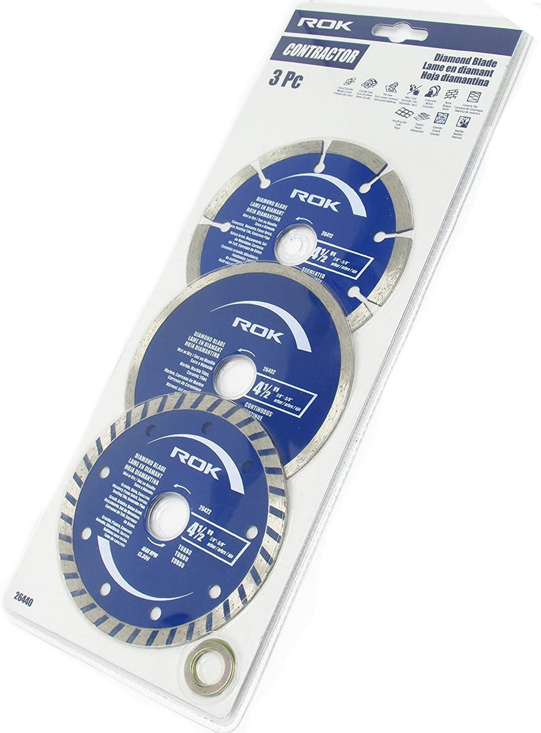 ROK 4-1/2 inch Diamond Saw Blade Set, Pack of 3