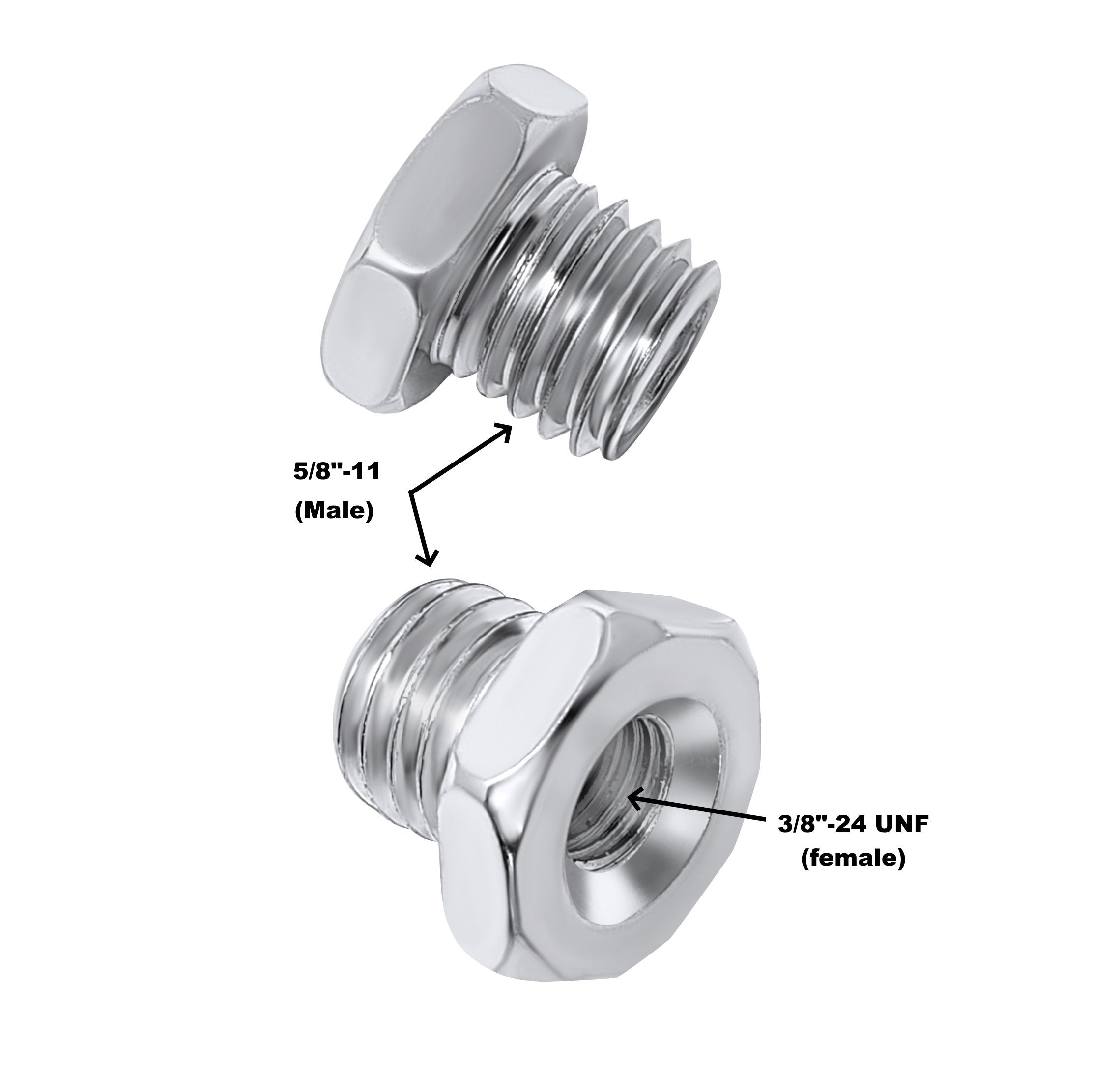 2pk Reducing Arbor Adapters for Wire Brushes on Angle Grinders From 5/8-11 to 3/8-24 UNF Arbor