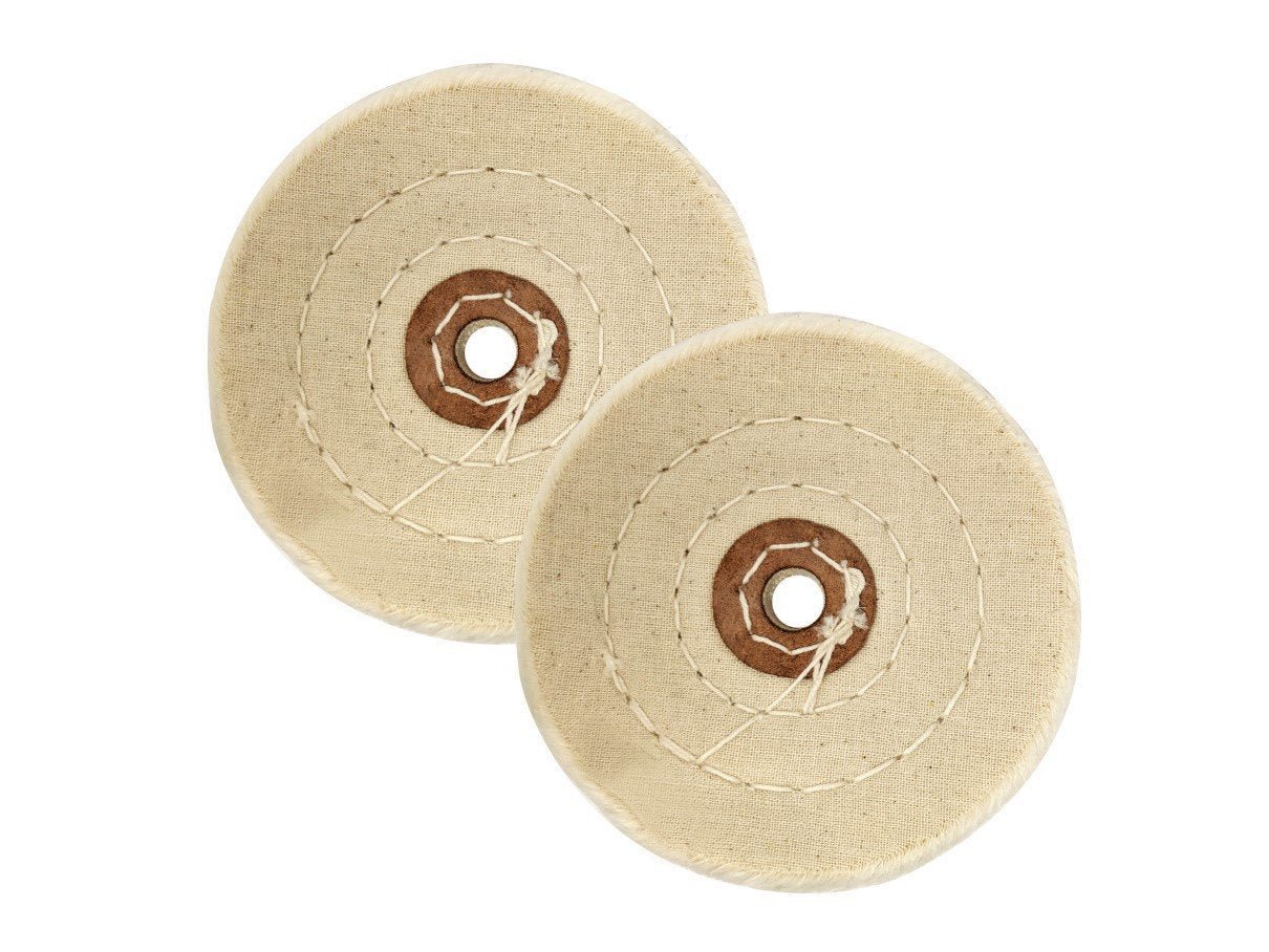 2 Pack 4" Spiral Sewn Buffing Wheel - 1/2 inch arbor - White - Soft