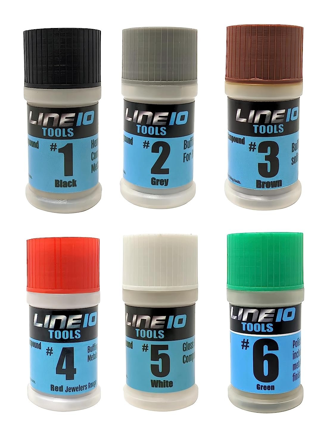 LINE10 Tools Buffing and Polishing Compound for Metal, 6pc Set